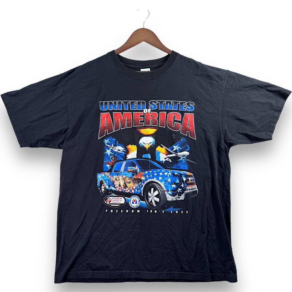 USA Ford Freedom Racing T Shirt Mens XL Anvil Black United States of America Tee